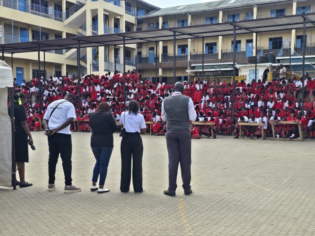 The team before a school assembly